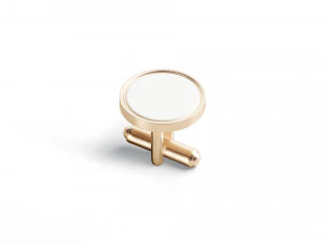Gold Cufflinks - round classic cuff link pin 3D Model