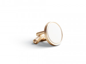Gold Cufflinks - round classic cuff link pin 3D 模型