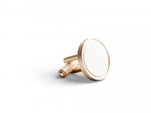 Gold Cufflinks - round classic cuff link pin 3D Model
