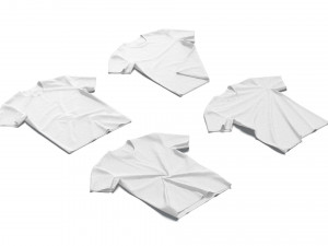 Flat Lay T-shirt fabric types - crimpled twisted and folded tshirt Modèle 3D