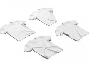 Flat Lay T-shirt fabric types - crimpled twisted and folded tshirt 3D Model