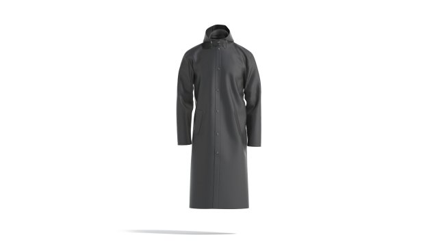 Black Rain Coat - waterproof raincoat jacket 3Dモデル .c4d .max .obj .3ds .fbx .stl .blend 