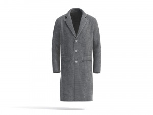 White Wool Coat - casual mens outercoat jacket 3D Модель