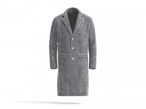 White Wool Coat - casual mens outercoat jacket 3D Модель