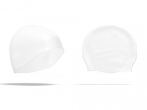 White Swim Cap Set - sports rubber swimming hat 3D 模型