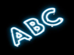 Letras mai&uacute;sculas de n&eacute;on azul - fonte mai&uacute;scula LED iluminada Modelo 3D