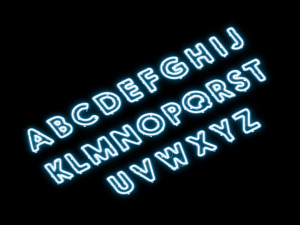 Blue neon capital letters - illuminated led uppercase font 3D-Modell