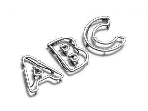 Blue neon capital letters - illuminated led uppercase font 3D-Modell