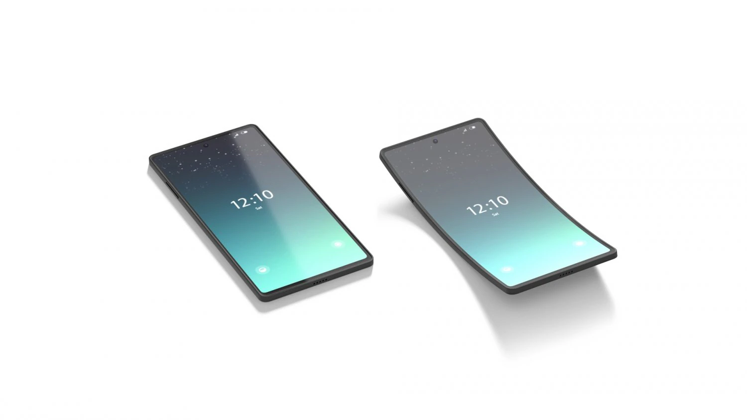 Animated Flexible Phone - arched smartphone with cyclic animation of display bending 3D Model .c4d .max .obj .3ds .fbx .stl .blend 