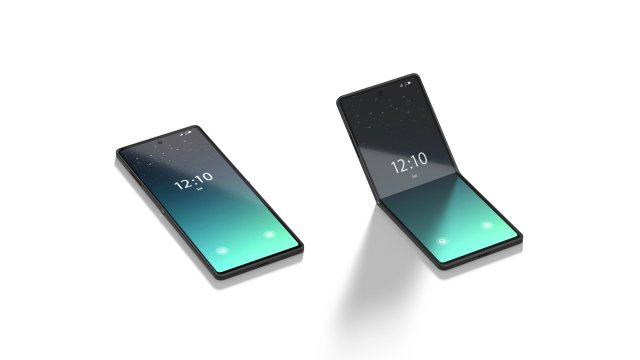 Animated Flexible Phone - clamshell smartphone with cyclic animation of display folding 3D Model .c4d .max .obj .3ds .fbx .stl .blend 