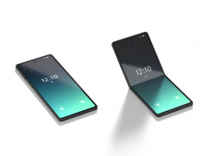 Animated Flexible Phone - clamshell smartphone with cyclic animation of display folding 3D Model