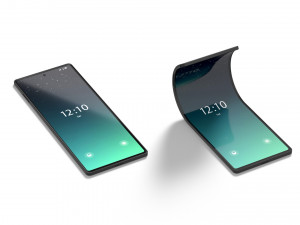 Animated Flexible Phone - twisted smartphone with cyclic animation of the display curling Model 3D