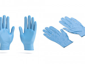 Blue Rubber Gloves 2 Types - disposable medicine nitrile protective glove Modelo 3D
