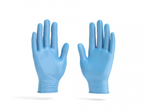 Blue Rubber Gloves 2 Types - disposable medicine nitrile protective glove 3D Model