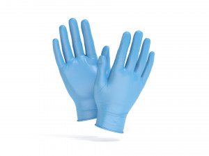 Blue Rubber Gloves 2 Types - disposable medicine nitrile protective glove 3D Model