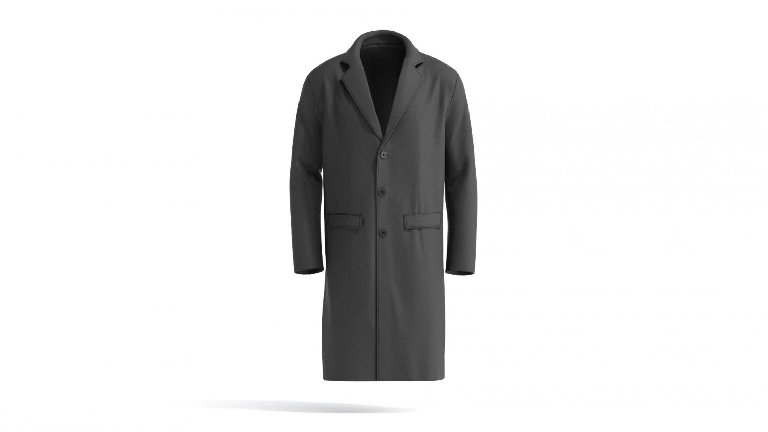 Black Wool Coat - casual mens outercoat jacket 3D Model .c4d .max .obj .3ds .fbx .stl .blend 