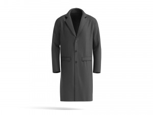 Black Wool Coat - casual mens outercoat jacket 3D Model