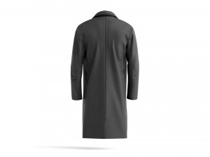 Black Wool Coat - casual mens outercoat jacket 3Dモデル