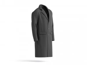 Black Wool Coat - casual mens outercoat jacket 3D Model