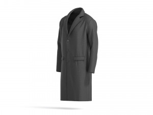 Black Wool Coat - casual mens outercoat jacket 3Dモデル