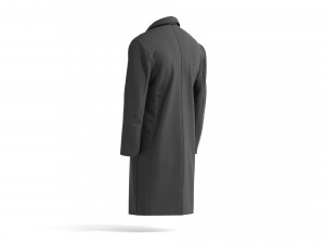 Black Wool Coat - casual mens outercoat jacket 3Dモデル