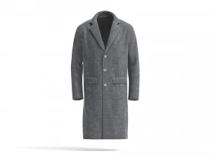 Black Wool Coat - casual mens outercoat jacket 3D Model
