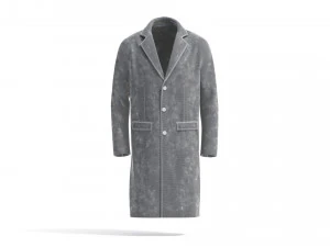 Black Wool Coat - casual mens outercoat jacket 3D Model