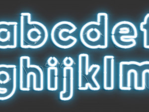 Blue neon lowercase letters - illuminated led lower case font 3D Model