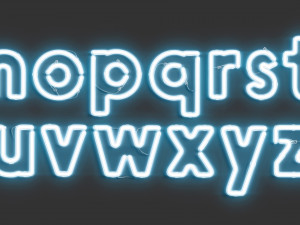 Blue neon lowercase letters - illuminated led lower case font 3D Model