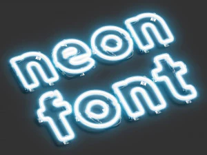 Letras min&uacute;sculas de n&eacute;on azul - fonte min&uacute;scula LED iluminada Modelo 3D