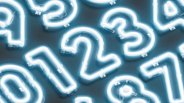 Blue neon number symbols - illuminated led font with numeral Modello 3D .c4d .max .obj .3ds .fbx .stl .blend 