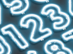 Blue neon number symbols - illuminated led font with numeral 3D Model