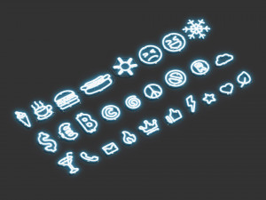 Blue neon special symbols - illuminated led decorative sign 3D-Modell