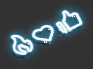 Blue neon special symbols - illuminated led decorative sign 3D-Modell