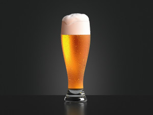 Beer Glass on dark background - drinking glas with drops 3D Model