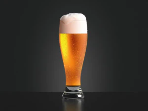 어두운 배경에 맥주 유리 - 방울이 있는 마시는 유리 3D 모델
