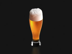 Beer Glass on dark background - drinking glas with drops Modelo 3D
