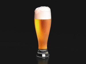 Beer Glass on dark background - drinking glas with drops Modelo 3D