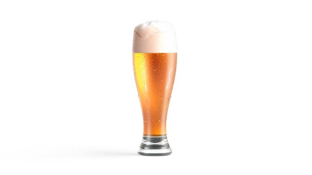 Beer Glass 450 ml - tulip drinking glas with foam and drops 3D Model .c4d .max .obj .3ds .fbx .stl .blend 