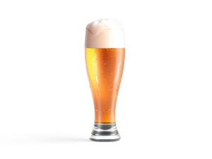 Beer Glass 450 ml - tulip drinking glas with foam and drops Model 3D