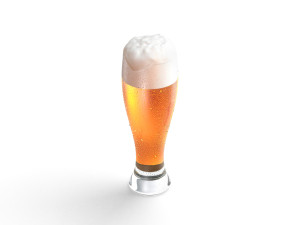 Beer Glass 450 ml - tulip drinking glas with foam and drops 3D Model