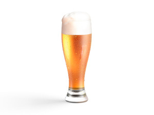Beer Glass 450 ml - tulip drinking glas with foam and drops 3D Model