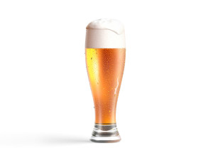 Beer Glass 450 ml - tulip drinking glas with foam and drops 3D Model