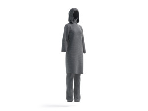 White Burkini - muslim woman swimsuit with hijab 3D Model