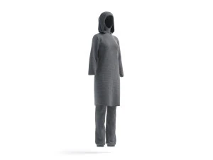 White Burkini - muslim woman swimsuit with hijab 3D Model