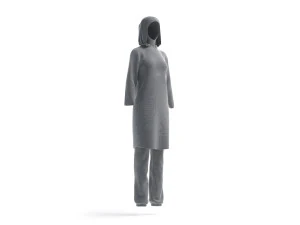 White Burkini - muslim woman swimsuit with hijab 3D Model
