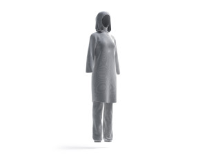 White Burkini - muslim woman swimsuit with hijab 3D Model