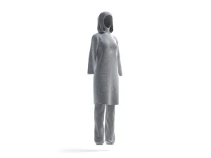 White Burkini - muslim woman swimsuit with hijab 3D Model