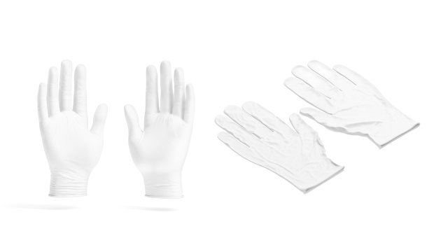White Rubber Gloves - disposable medicine latex protective glove Model 3D .c4d .max .obj .3ds .fbx .stl .blend