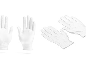 White Rubber Gloves - disposable medicine latex protective glove Modelo 3D